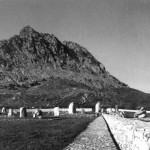 Mountain and Pathway at the Memorial of Portella della Ginestra, designed and built by Ettore de Conciliis, in Sicily, Italy