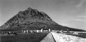 Mountain and Pathway at the Memorial of Portella della Ginestra, designed and built by Ettore de Conciliis, in Sicily, Italy