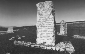 Memorial stone at Portella della Ginestra, designed and sculpted by Ettore de Conciliis